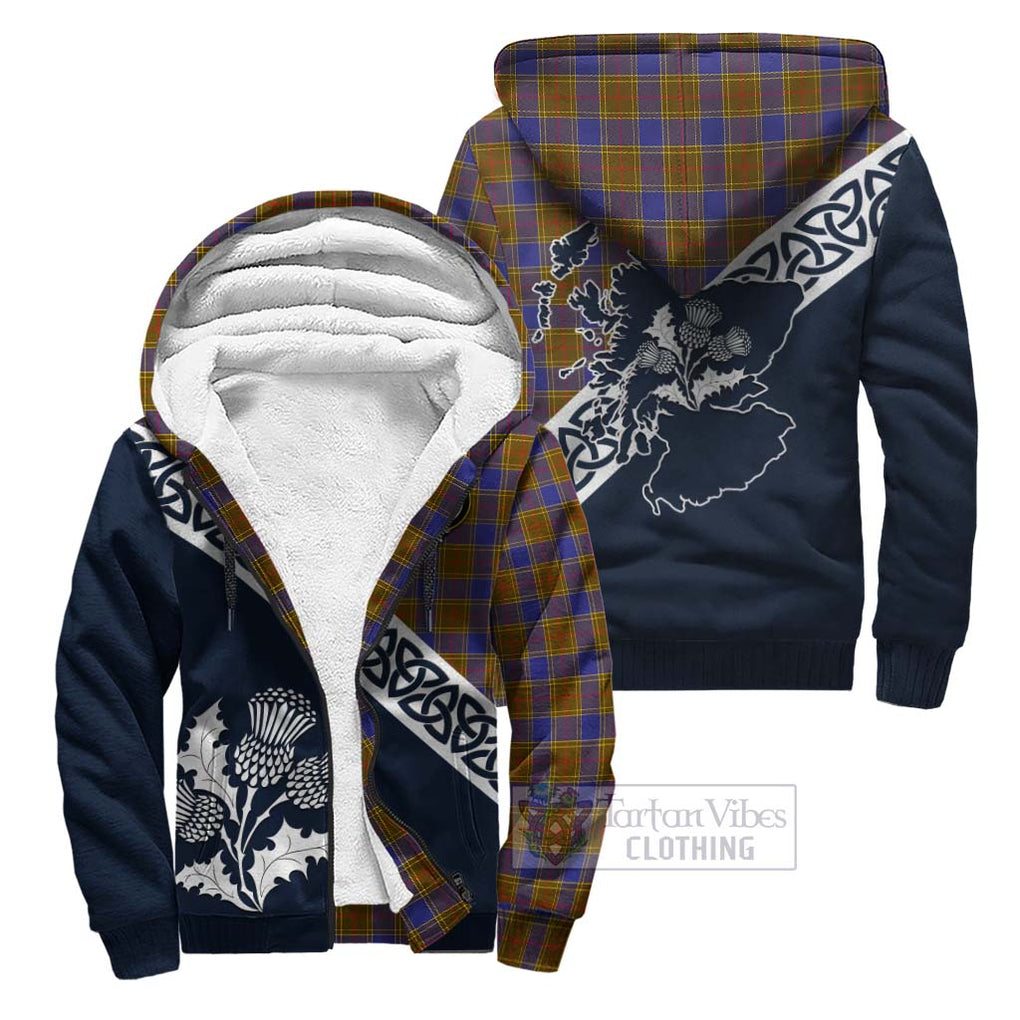 Tartan Vibes Clothing Balfour Tartan Sherpa Hoodie Featuring Thistle and Scotland Map