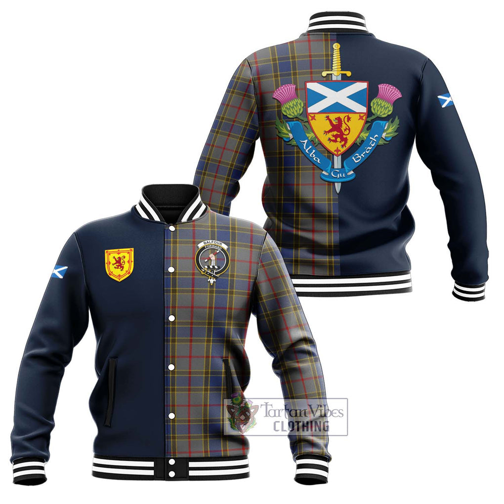 Tartan Vibes Clothing Balfour Tartan Baseball Jacket with Scottish Lion Royal Arm Half Style