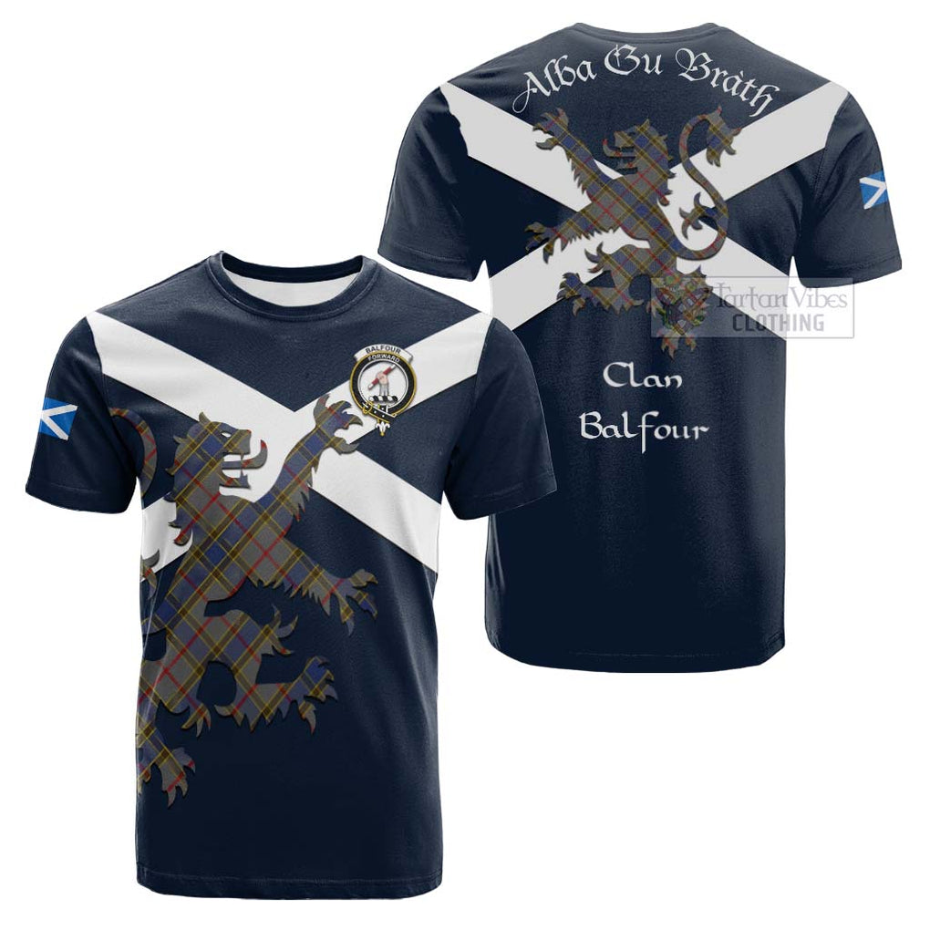 Tartan Vibes Clothing Balfour Tartan Lion Rampant Cotton T-shirt – Proudly Display Your Heritage with Alba Gu Brath and Clan Name