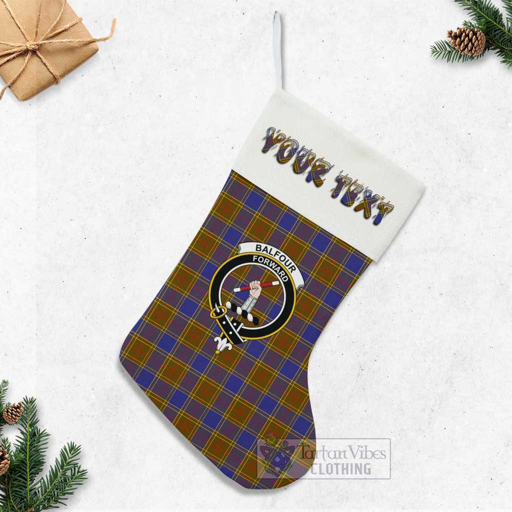 Tartan Vibes Clothing Balfour Tartan Family Crest Christmas Stocking with Personalized Text