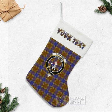 Balfour Tartan Family Crest Christmas Stocking with Personalized Text