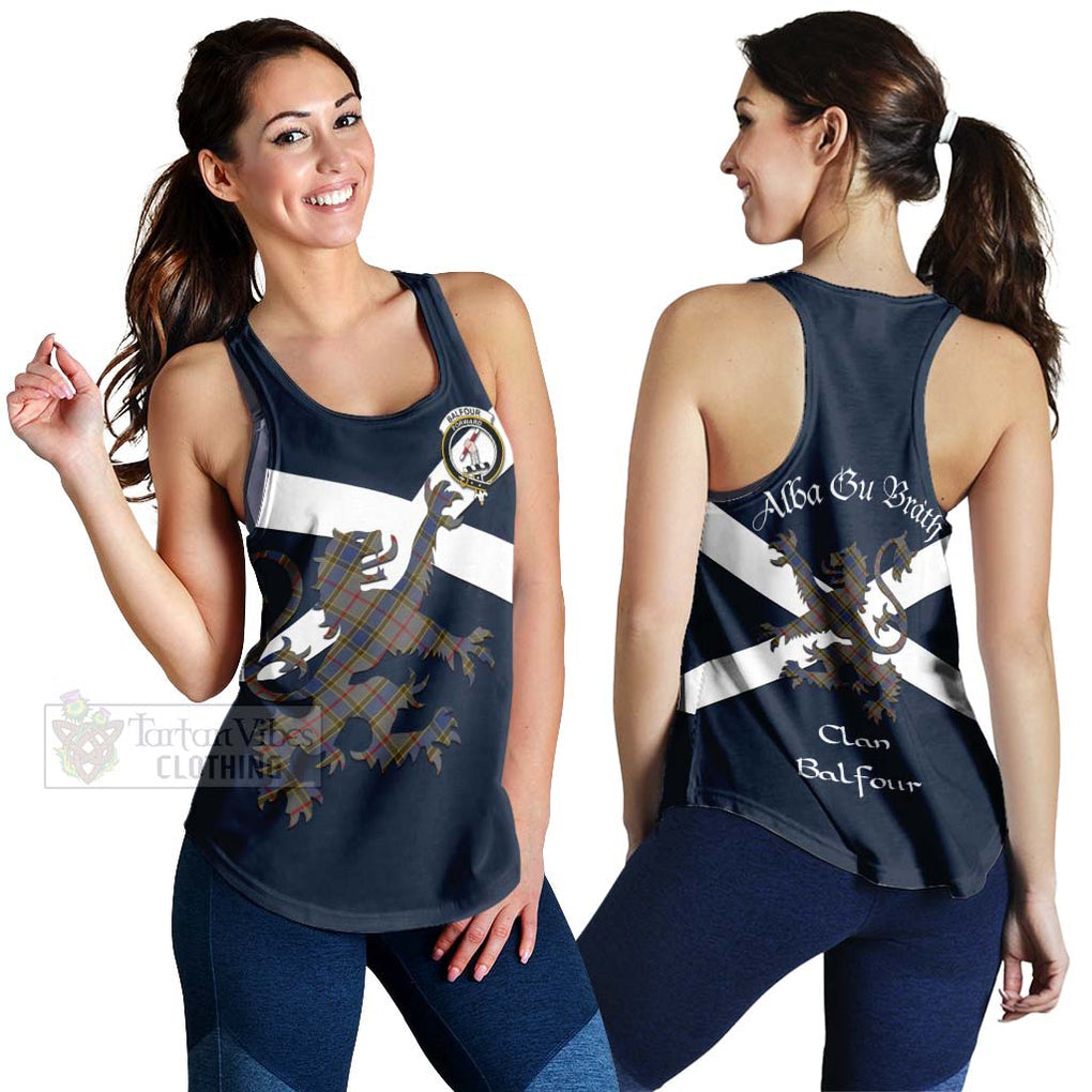 Tartan Vibes Clothing Balfour Tartan Lion Rampant Women's Racerback Tanks – Proudly Display Your Heritage with Alba Gu Brath and Clan Name