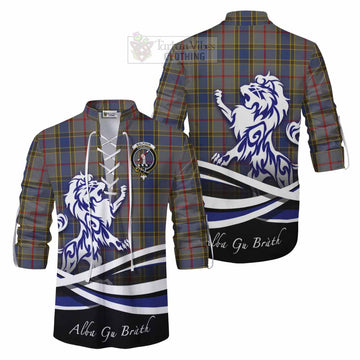 Balfour Tartan Ghillie Kilt Shirt with Alba Gu Brath Regal Lion Emblem