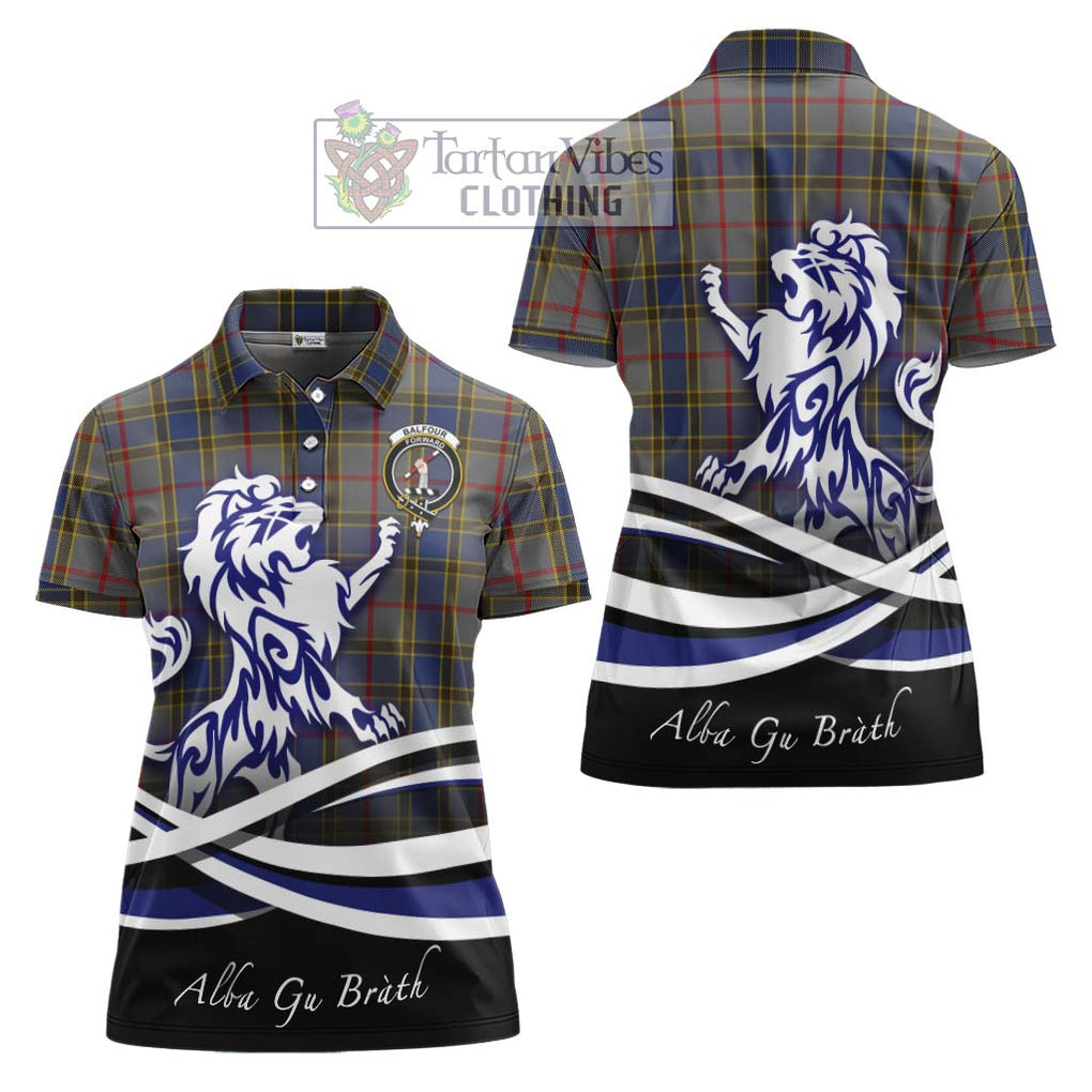 Balfour Tartan Women's Polo Shirt with Alba Gu Brath Regal Lion Emblem Women - Tartanvibesclothing Shop