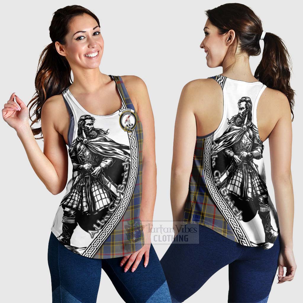 Tartan Vibes Clothing Balfour Tartan Clan Crest Women's Racerback Tanks with Highlander Warrior Celtic Style