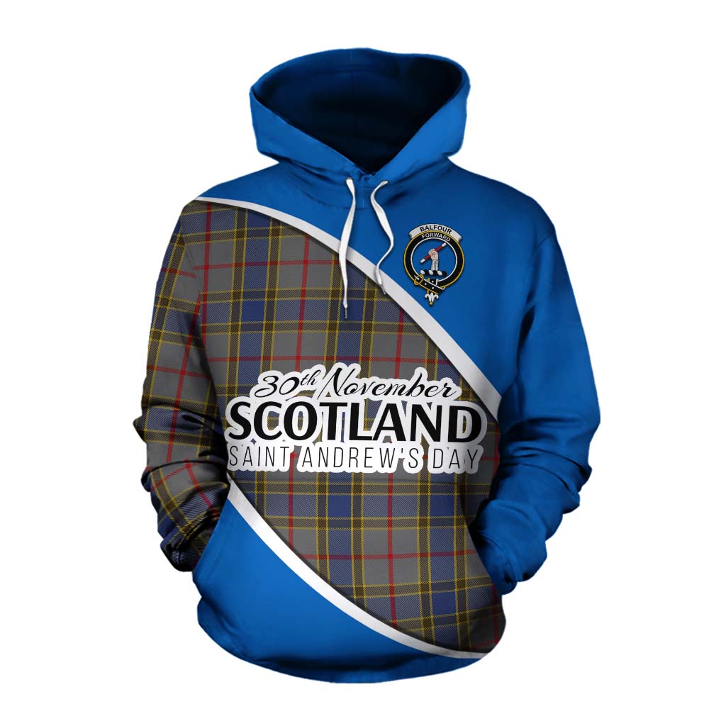 Tartan Vibes Clothing Balfour Family Crest Tartan Cotton Hoodie Celebrate Saint Andrew's Day in Style