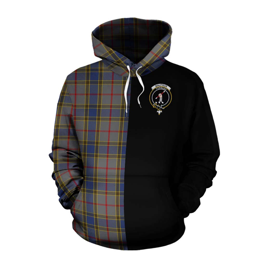 Tartan Vibes Clothing Balfour Tartan Cotton Hoodie with Family Crest and Half Of Me Style