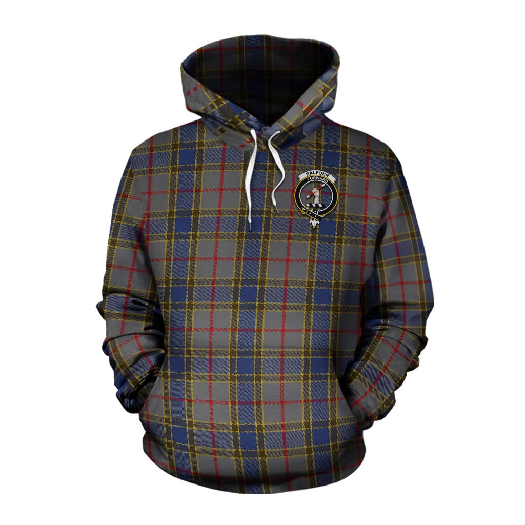 Tartan Vibes Clothing Balfour Tartan Cotton Hoodie with Family Crest Celtic Skull Style