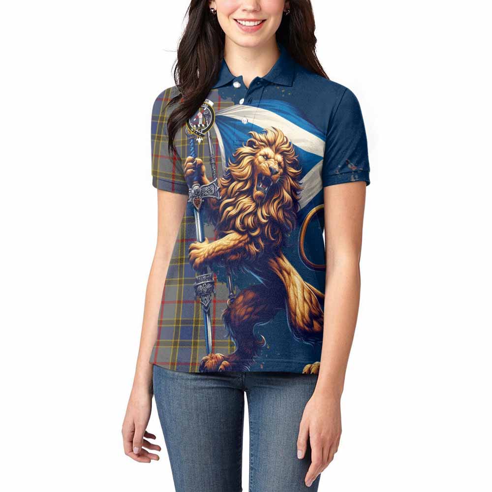 Tartan Vibes Clothing Balfour Tartan Family Crest Women's Polo Shirt with Scottish Majestic Lion