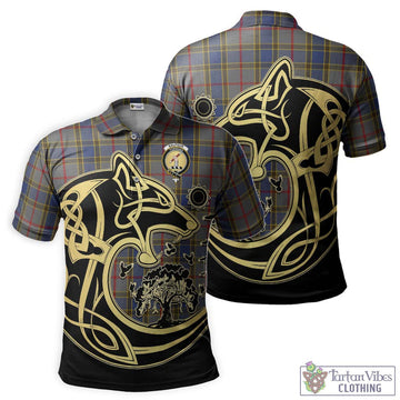 Balfour Tartan Polo Shirt with Family Crest Celtic Wolf Style