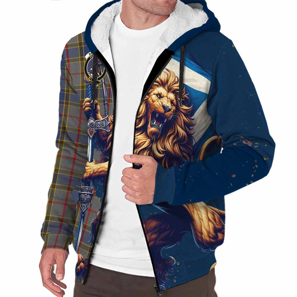 Tartan Vibes Clothing Balfour Tartan Family Crest Sherpa Hoodie with Scottish Majestic Lion