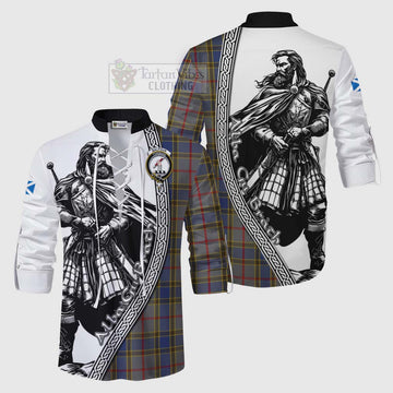 Balfour Tartan Clan Crest Ghillie Kilt Shirt with Highlander Warrior Celtic Style