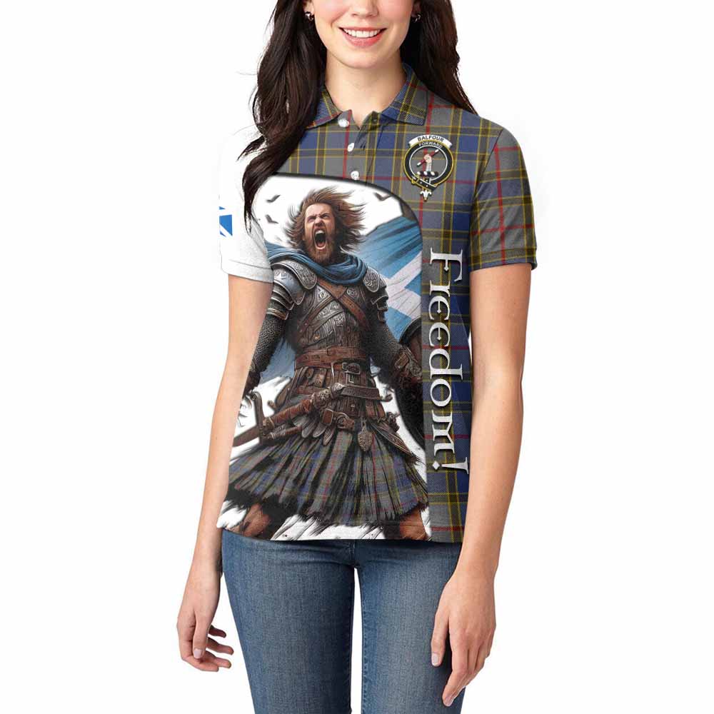 Tartan Vibes Clothing Balfour Crest Tartan Women's Polo Shirt Inspired by the Freedom of Scottish Warrior