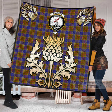 Balfour Tartan Quilt with Family Crest and Golden Thistle Style