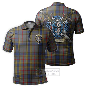 Balfour Tartan Polo Shirt with Family Crest Celtic Skull Style