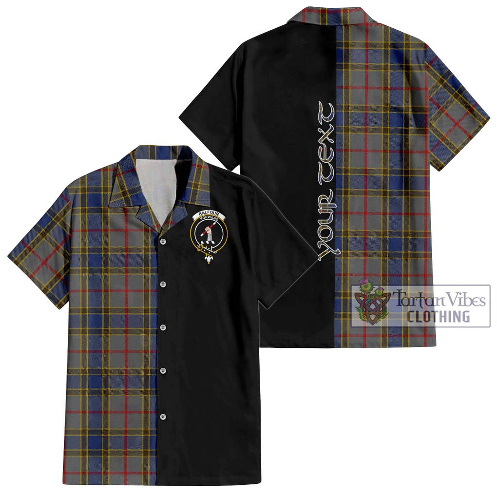 Balfour Tartan Short Sleeve Button Shirt with Family Crest and Half Of Me Style Kid - Tartanvibesclothing Shop