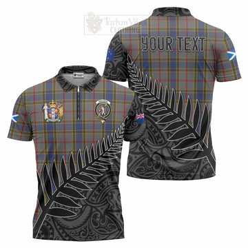 Balfour Crest Tartan Zipper Polo Shirt with New Zealand Silver Fern Half Style