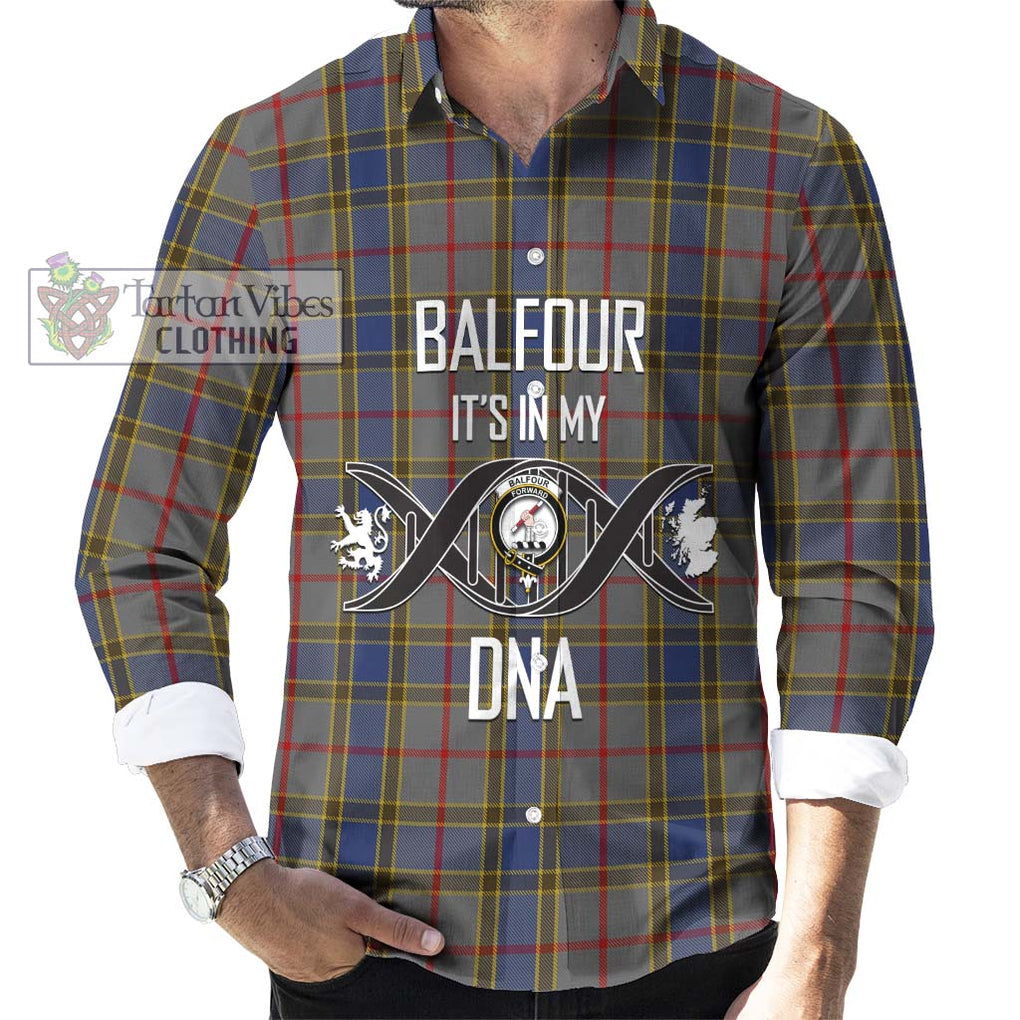 Balfour Tartan Long Sleeve Button Shirt with Family Crest DNA In Me Style Men's Shirt S - Tartan Vibes Clothing