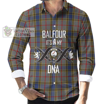 Balfour Tartan Long Sleeve Button Shirt with Family Crest DNA In Me Style Men's Shirt S - Tartan Vibes Clothing