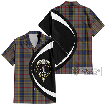 Balfour Tartan Short Sleeve Button Up with Family Crest Circle Style