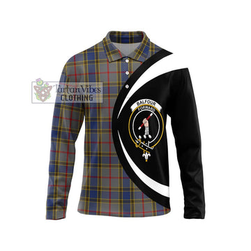 Balfour Tartan Long Sleeve Polo Shirt with Family Crest Circle Style