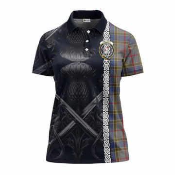 Balfour Tartan Women's Polo Shirt with Family Crest Cross Sword Thistle Celtic Vibes