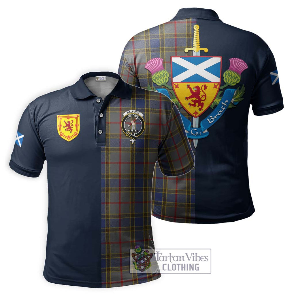 Tartan Vibes Clothing Balfour Tartan Polo Shirt with Scottish Lion Royal Arm Half Style