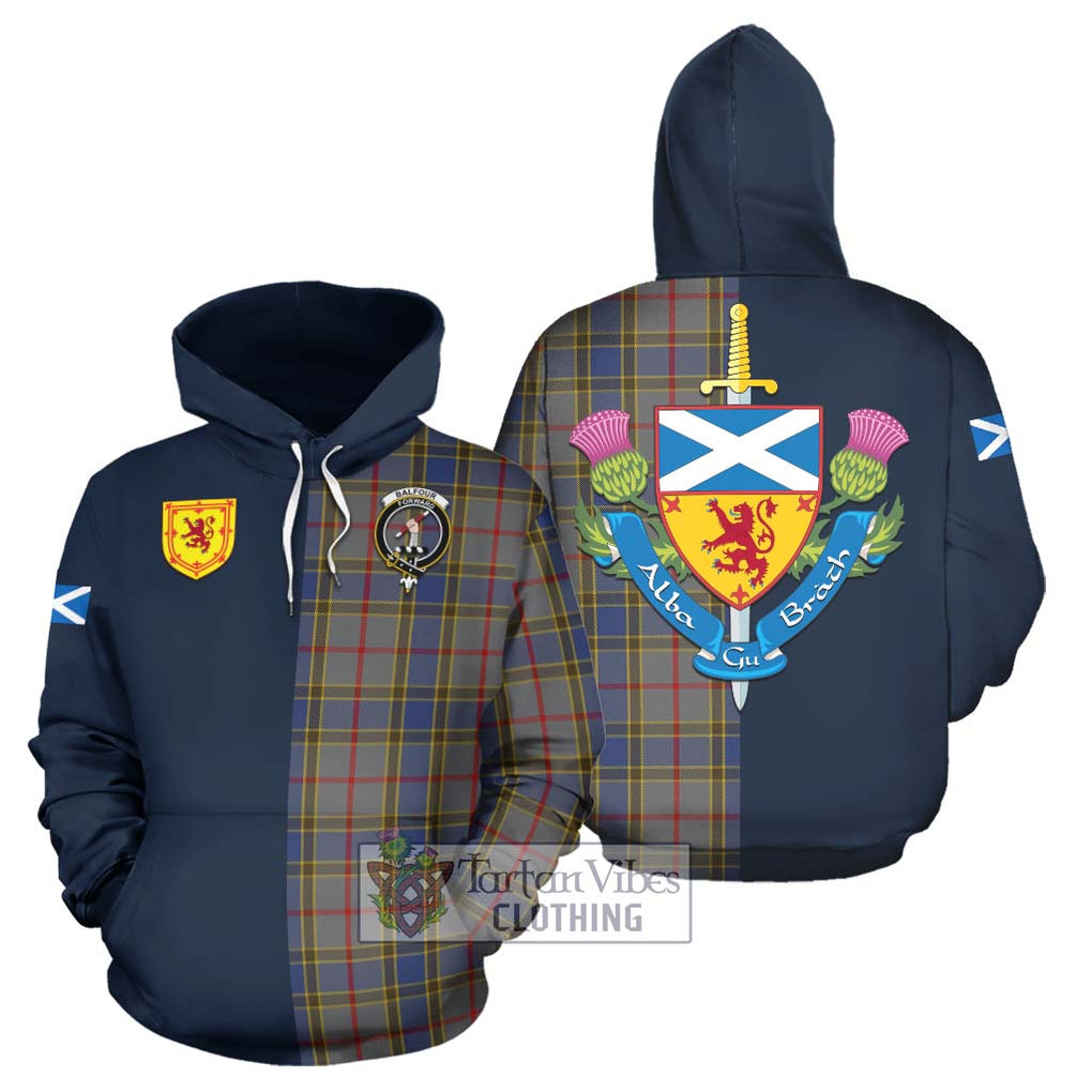 Tartan Vibes Clothing Balfour Tartan Hoodie with Scottish Lion Royal Arm Half Style