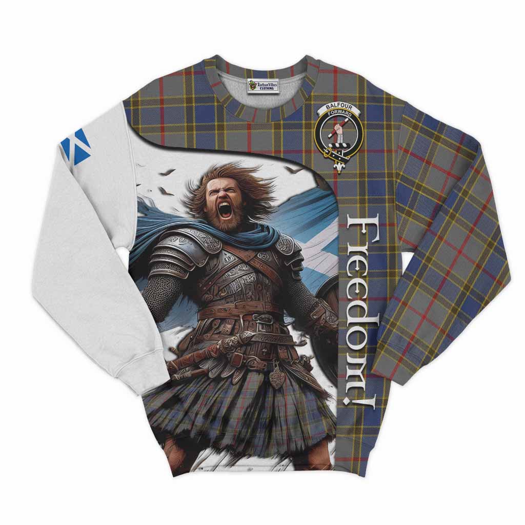 Tartan Vibes Clothing Balfour Crest Tartan Sweatshirt Inspired by the Freedom of Scottish Warrior