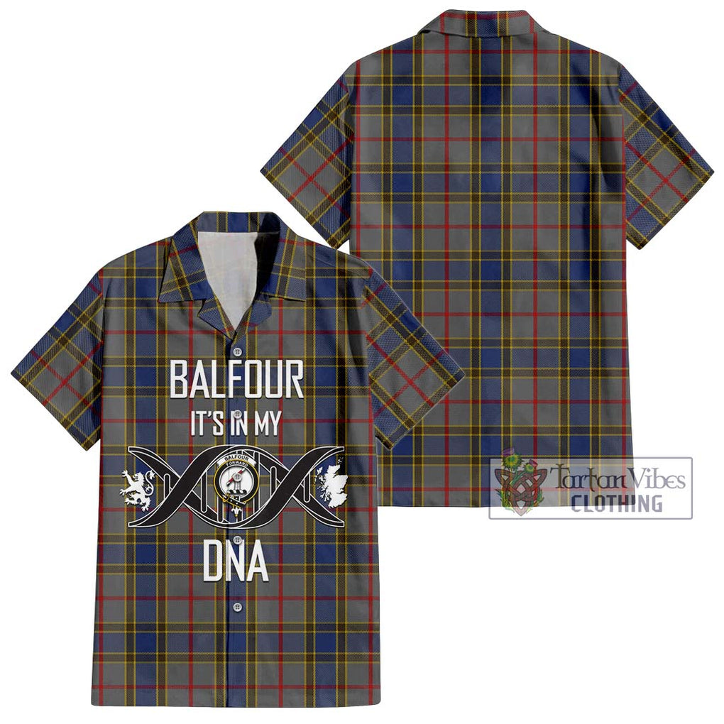 Balfour Tartan Short Sleeve Button Shirt with Family Crest DNA In Me Style Kid - Tartanvibesclothing Shop