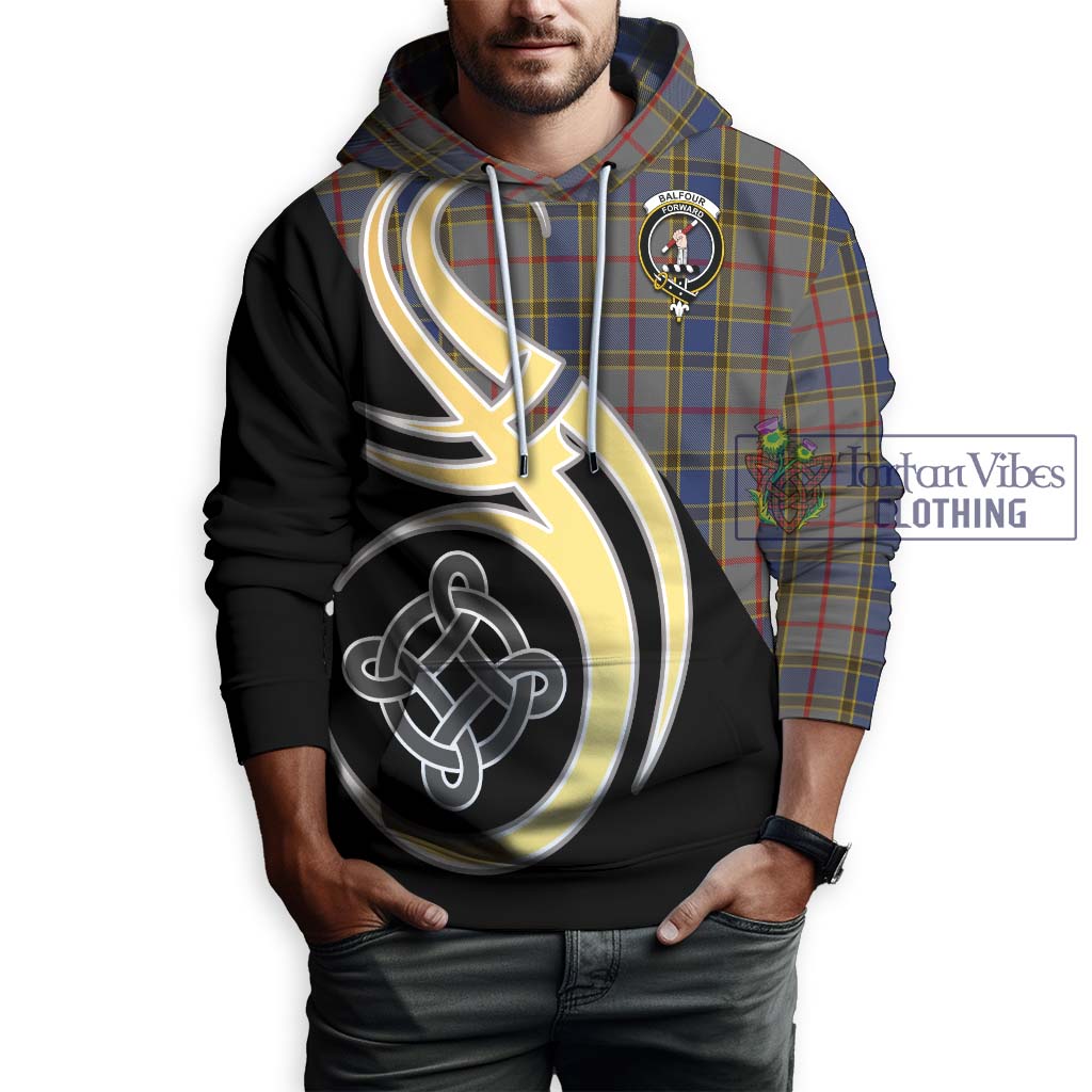 Balfour Tartan Hoodie with Family Crest and Celtic Symbol Style Zip Hoodie - Tartan Vibes Clothing