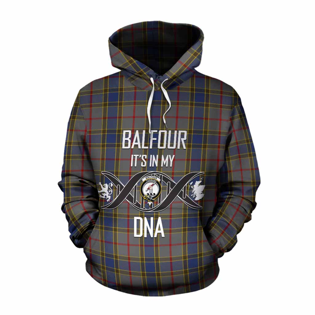 Tartan Vibes Clothing Balfour Tartan Cotton Hoodie with Family Crest DNA In Me Style