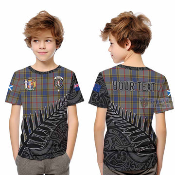 Balfour Crest Tartan Kid T-Shirt with New Zealand Silver Fern Half Style Youth XL Size14 - Tartan Vibes Clothing