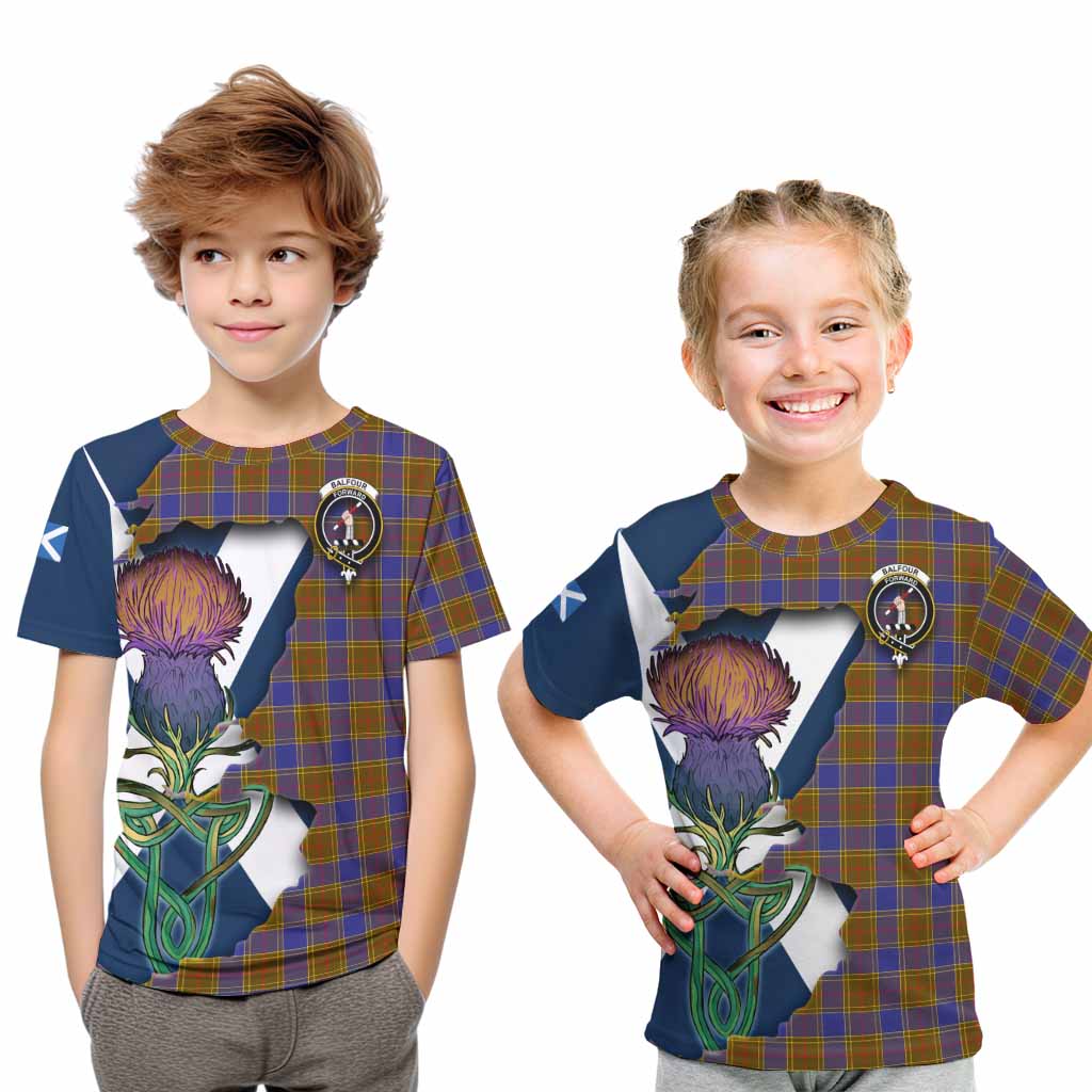 Balfour Tartan Family Crest Kid T-Shirt Scottish Thistle Celtic Inspired Youth XL Size14 - Tartan Vibes Clothing