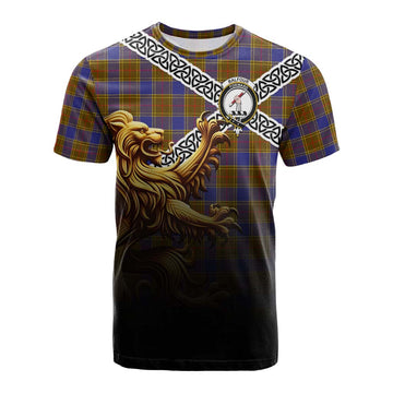 Balfour Crest Tartan Cotton T-shirt with Golden Lion Emblem Celtic Style Kid's Shirt - Tartan Vibes Clothing
