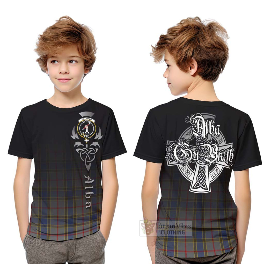 Tartan Vibes Clothing Balfour Tartan Kid T-Shirt Featuring Alba Gu Brath Family Crest Celtic Inspired