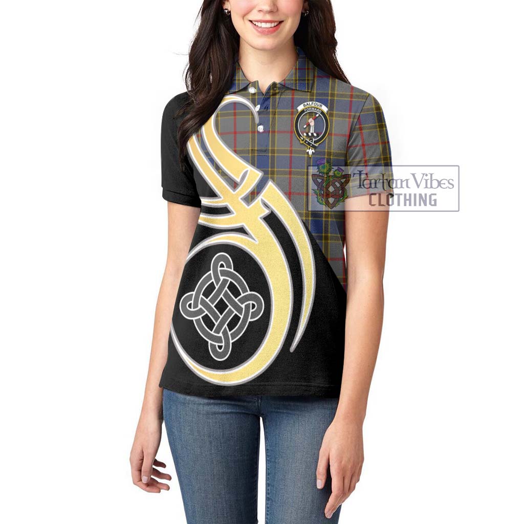 Balfour Tartan Women's Polo Shirt with Family Crest and Celtic Symbol Style Women - Tartan Vibes Clothing