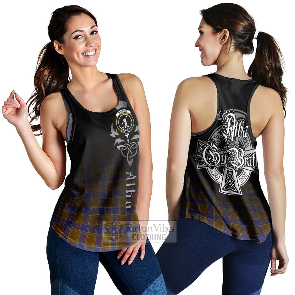 Tartan Vibes Clothing Balfour Tartan Women's Racerback Tanks Featuring Alba Gu Brath Family Crest Celtic Inspired