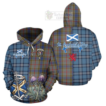 Balfour Tartan Hoodie Happy St. Andrew's Day Half Tartan Style