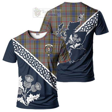 Balfour Tartan T-Shirt Featuring Thistle and Scotland Map