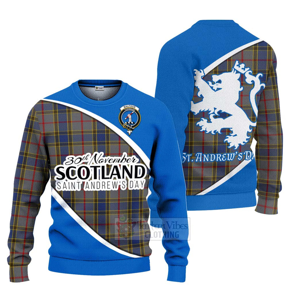 Tartan Vibes Clothing Balfour Family Crest Tartan Knitted Sweater Celebrate Saint Andrew's Day in Style