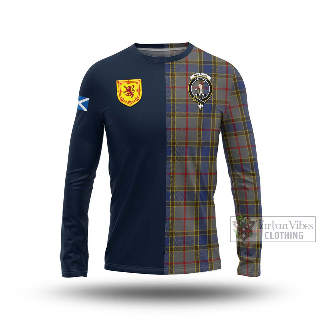 Tartan Vibes Clothing Balfour Tartan Long Sleeve T-Shirt with Scottish Lion Royal Arm Half Style