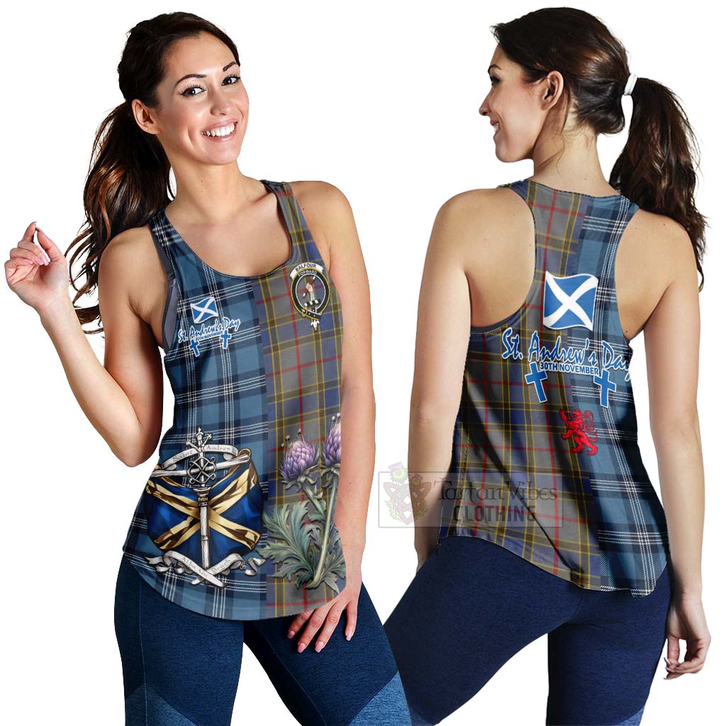 Tartan Vibes Clothing Balfour Tartan Women's Racerback Tanks Happy St. Andrew's Day Half Tartan Style