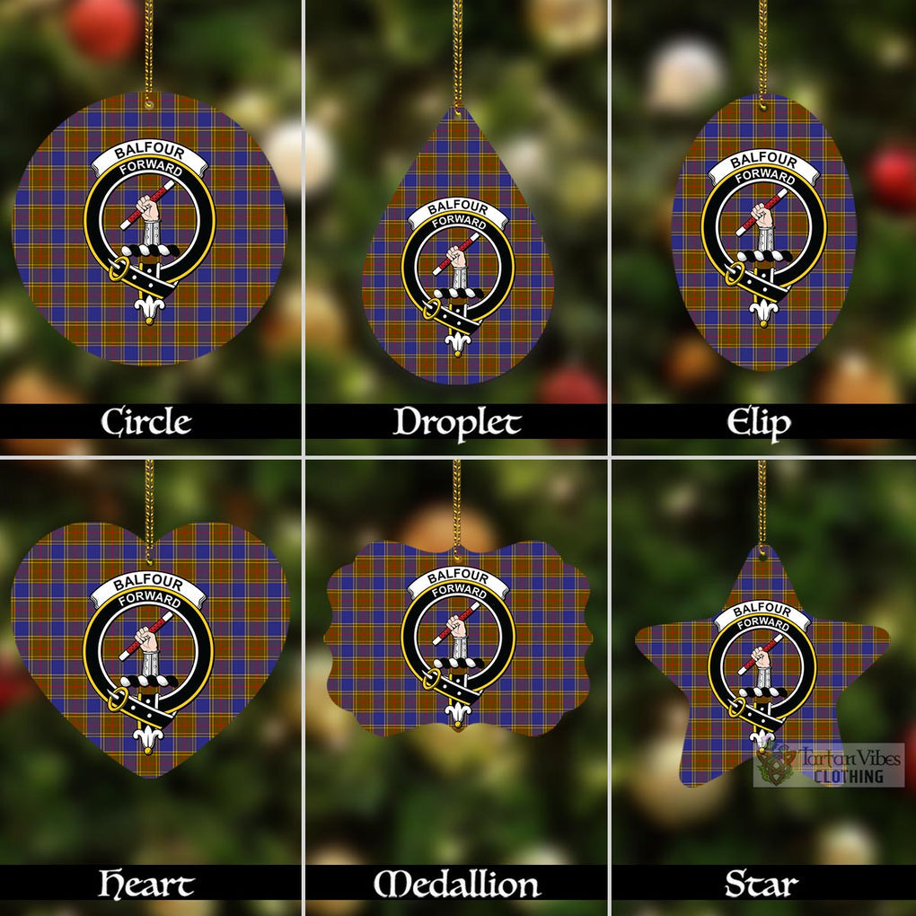 Tartan Vibes Clothing Balfour Tartan Christmas Aluminium Ornament with Family Crest