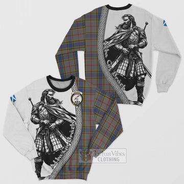 Balfour Tartan Clan Crest Sweatshirt with Highlander Warrior Celtic Style