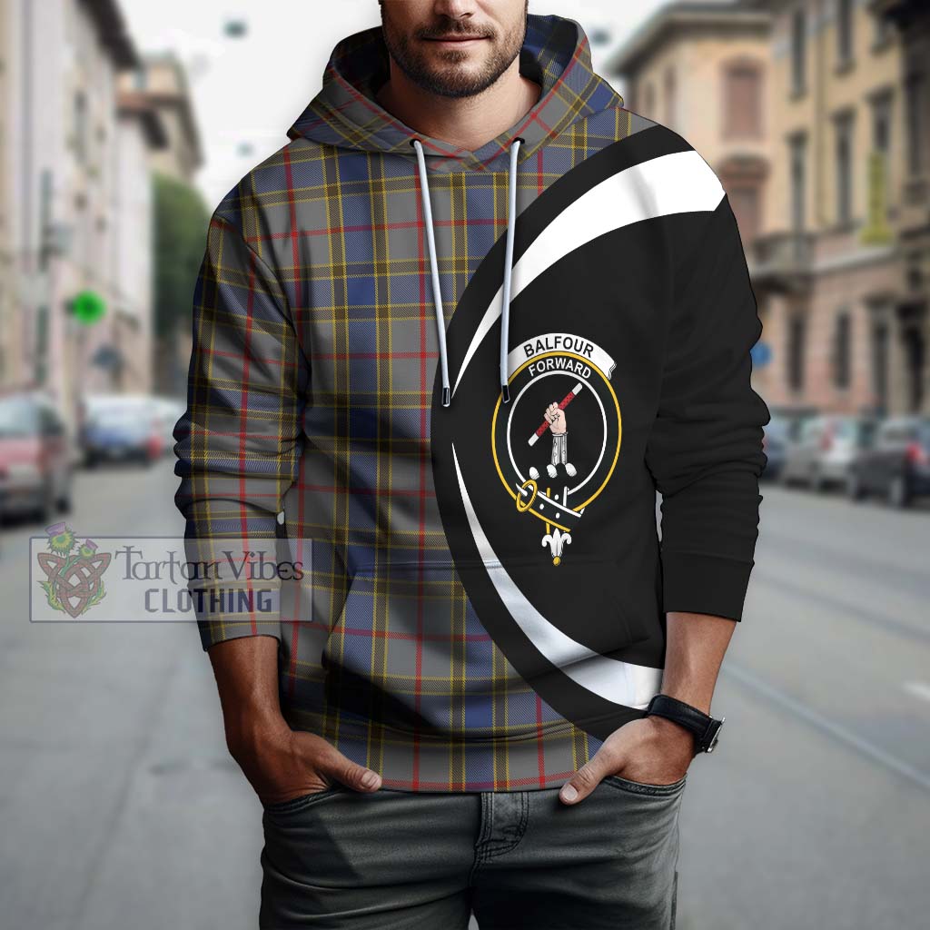 Tartan Vibes Clothing Balfour Tartan Hoodie with Family Crest Circle Style