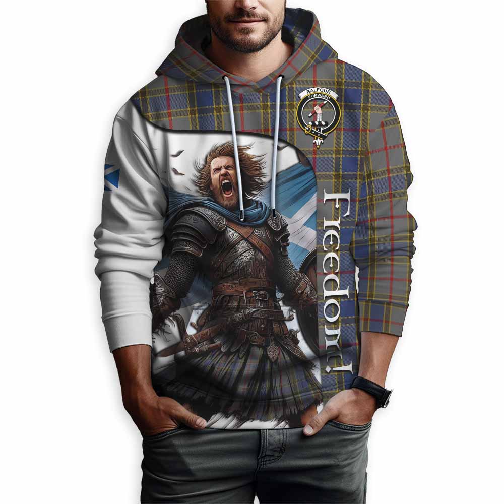 Tartan Vibes Clothing Balfour Crest Tartan Hoodie Inspired by the Freedom of Scottish Warrior