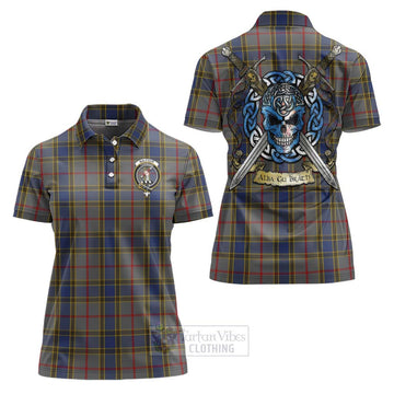 Balfour Tartan Women's Polo Shirt with Family Crest Celtic Skull Style