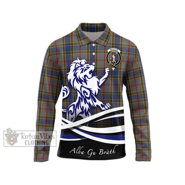 Balfour Tartan Long Sleeve Polo Shirt with Alba Gu Brath Regal Lion Emblem