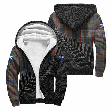 Balfour Crest Tartan Sherpa Hoodie with New Zealand Silver Fern Half Style